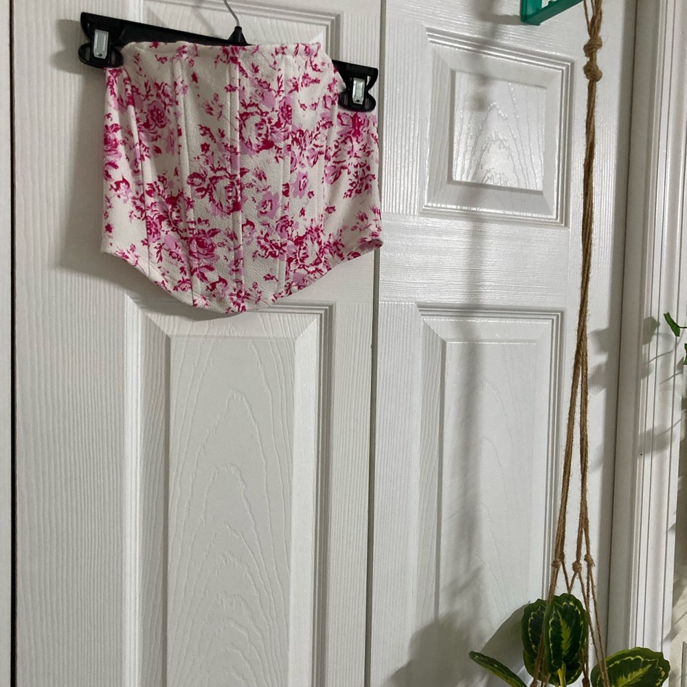 Strapless floral top